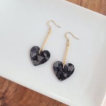 Load image into Gallery viewer, Mina Heart Earrings - Black