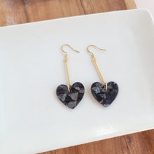 Load image into Gallery viewer, Mina Heart Earrings - Black