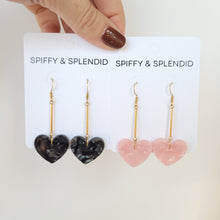 Load image into Gallery viewer, Mina Heart Earrings - Black
