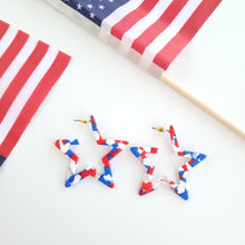 Load image into Gallery viewer, Star Hoops - Red, White & Blue