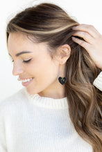 Load image into Gallery viewer, Mina Heart Earrings - Black