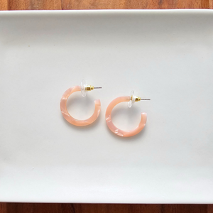 Cam Mini Hoops - Rose Quartz