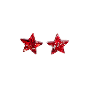 Star Studs - Red Glitter