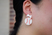 Load image into Gallery viewer, Bow Baseball Earrings
