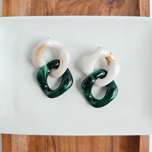 Load image into Gallery viewer, Betsy Earrings - Neutral &amp; Forest Green
