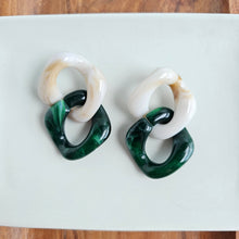 Load image into Gallery viewer, Betsy Earrings - Neutral &amp; Forest Green