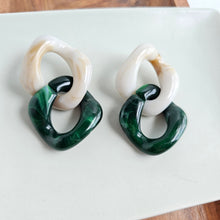 Load image into Gallery viewer, Betsy Earrings - Neutral &amp; Forest Green