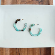 Load image into Gallery viewer, Hexi Hoops - Patina Green