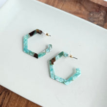 Load image into Gallery viewer, Hexi Hoops - Patina Green
