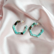 Load image into Gallery viewer, Hexi Hoops - Patina Green
