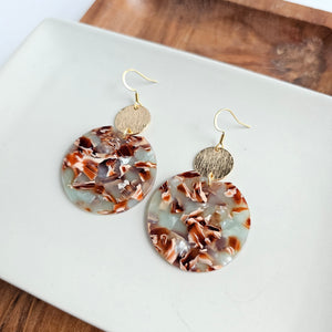 Zoey Earrings - Seafoam & Rust