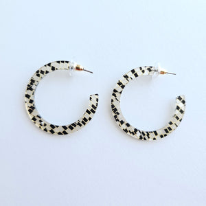 Camy Hoops - Black Shimmer Checker