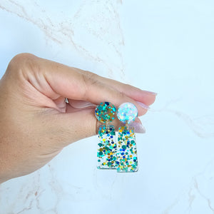 Mia Earrings - Aqua Confetti