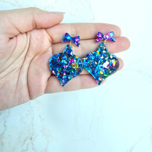 Load image into Gallery viewer, Christmas Ornament Earrings - Blue Sparkle
