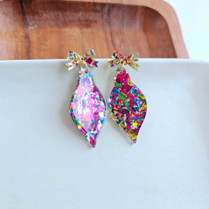 Christmas Ornament Earrings - Pink Sparkle