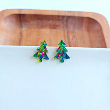 Load image into Gallery viewer, Christmas Tree Studs - Green Sparkle
