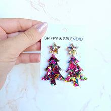 Load image into Gallery viewer, Christmas Tree Earrings - Pink Sparkle
