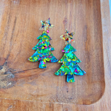 Load image into Gallery viewer, Christmas Tree Earrings - Green Sparkle