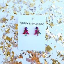 Load image into Gallery viewer, Christmas Tree Studs - Pink Sparkle
