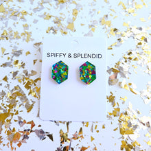 Load image into Gallery viewer, Emerald Studs - Green Sparkle