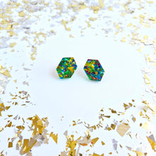 Load image into Gallery viewer, Emerald Studs - Green Sparkle