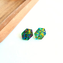 Load image into Gallery viewer, Emerald Studs - Green Sparkle
