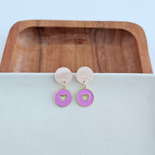 Load image into Gallery viewer, Amora Heart Earrings - Purple