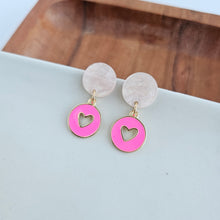 Load image into Gallery viewer, Amora Heart Earrings - Pink
