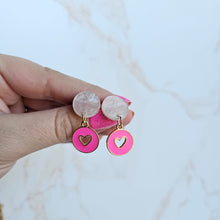 Load image into Gallery viewer, Amora Heart Earrings - Pink