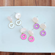Load image into Gallery viewer, Amora Heart Earrings - White