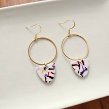 Load image into Gallery viewer, Iris Earrings Large - Marble Confetti
