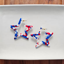 Load image into Gallery viewer, Star Hoops - Red, White &amp; Blue