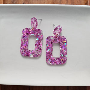 Margot Earrings - Pink Glitter