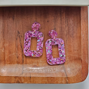 Margot Earrings - Pink Glitter
