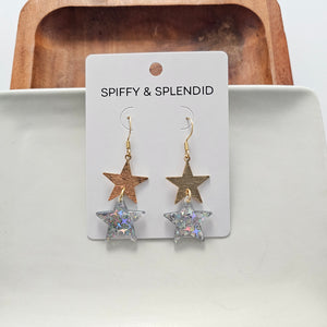 Starry Earrings - Silver Glitter