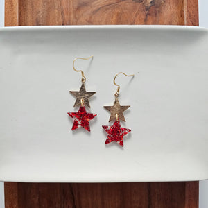 Starry Earrings - Red Glitter