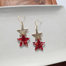 Load image into Gallery viewer, Starry Earrings - Red Glitter
