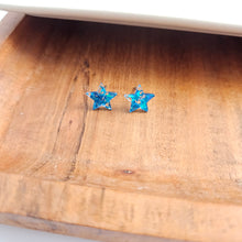 Load image into Gallery viewer, Star Studs - Blue Glitter
