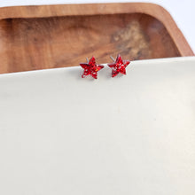 Load image into Gallery viewer, Star Studs - Red Glitter
