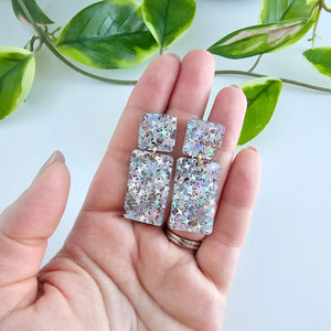 Ida Earrings - Silver Glitter