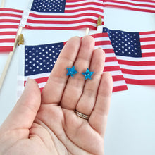 Load image into Gallery viewer, Star Studs - Blue Glitter
