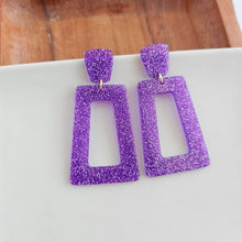 Load image into Gallery viewer, Avery Earrings - Purple Glitter
