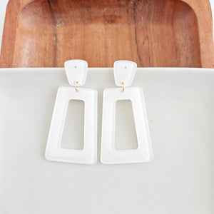 Avery Earrings - White Glitter