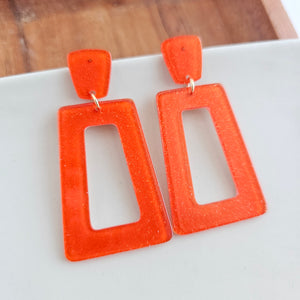 Avery Earrings - Orange Glitter