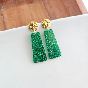 Mia Mini Earrings - Green Glitter