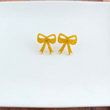 Load image into Gallery viewer, Bow Studs - Yellow Gold Glitter
