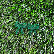 Load image into Gallery viewer, Bow Studs - Green Glitter
