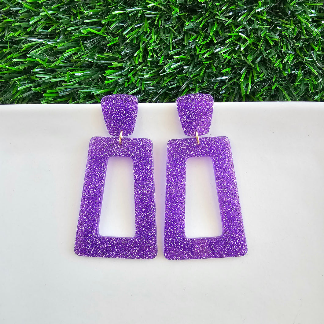 Avery Earrings - Purple Glitter