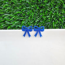 Load image into Gallery viewer, Bow Studs - Blue Glitter
