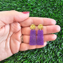 Load image into Gallery viewer, Mia Mini Earrings - Purple Glitter
